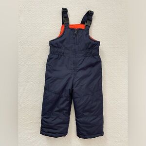 OshKosh B'gosh Navy and Orange Snow Bib Overalls with Adjustable Straps